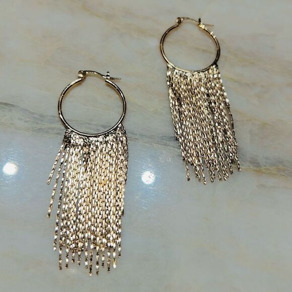 tassel hoop earrings A384 - Picture 2 of 3